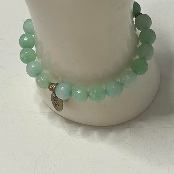CAREGIVEGROW.ORG bracelet actual faceted blue green stone stretch style jewelry - Picture 4 of 12